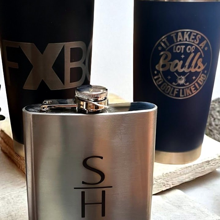 Custom laser engraved flasks by After Six Engraving